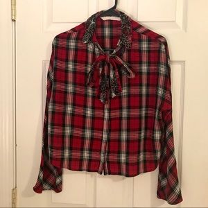 embellished check zara top